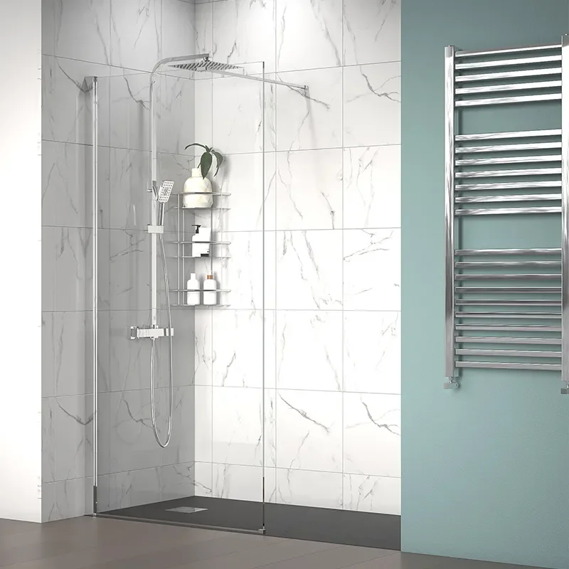 radiant 1600 walkin recess shower enclosure black tray