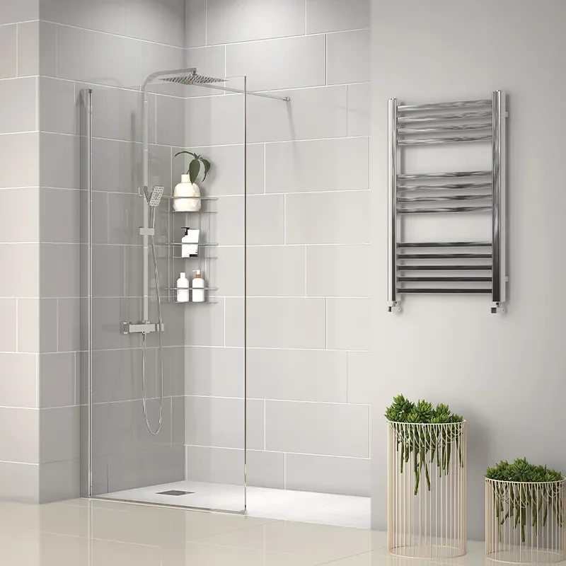 radiant 1600 walkin recess shower enclosure black tray