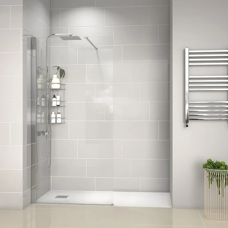 radiant 1600 walkin recess shower enclosure black tray