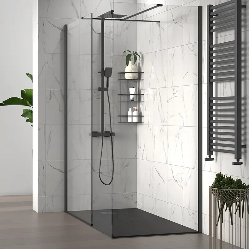 radiant black 1700 walkin corner shower enclosure black tray