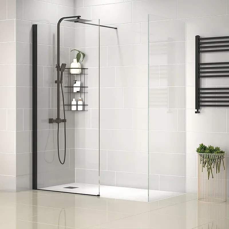 radiant black 1700 walkin corner shower enclosure black tray