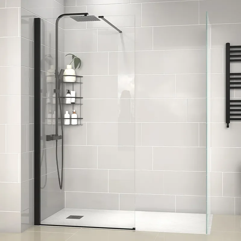 radiant black 1700 walkin corner shower enclosure black tray
