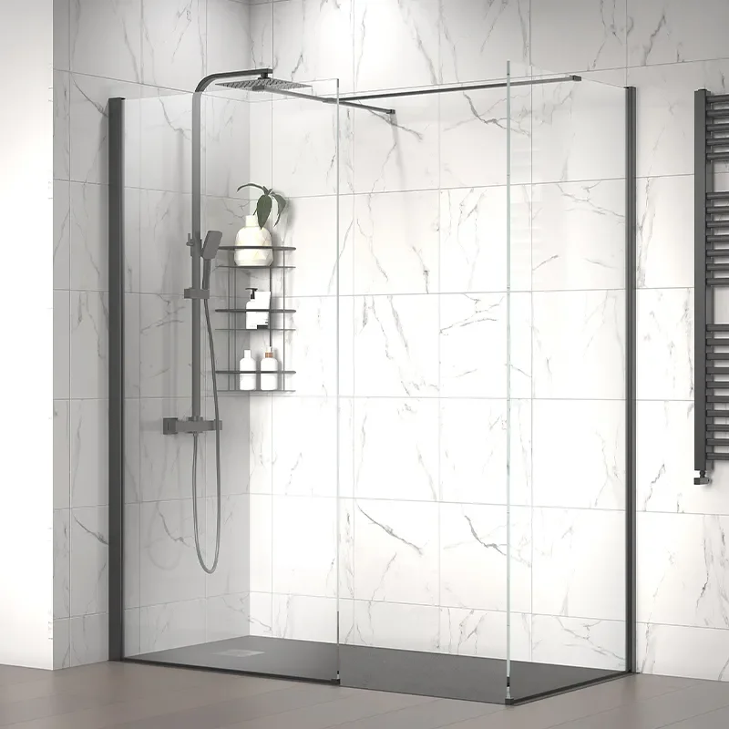 radiant black 1700 walkin corner shower enclosure black tray