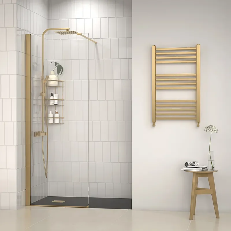 radiant gold 1200 walkin recess shower enclosure black tray