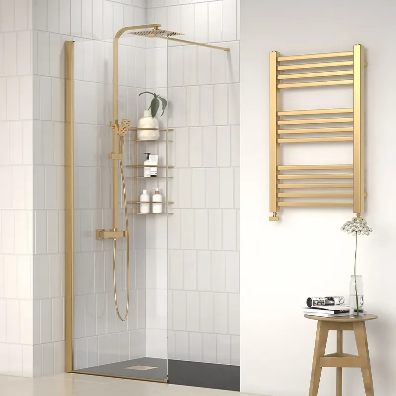 radiant gold 1200 walkin recess shower enclosure black tray