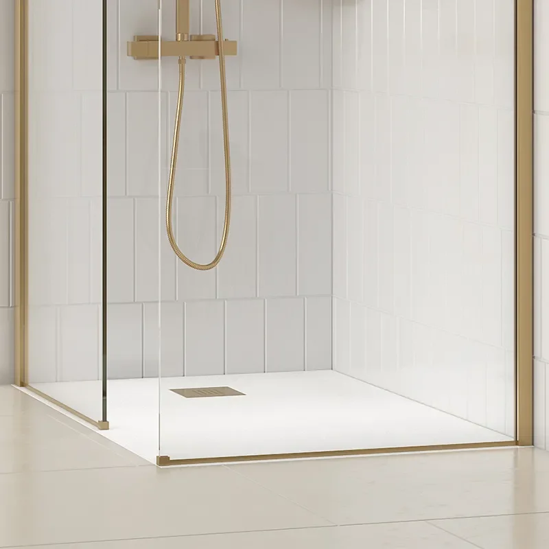 radiant gold 1200 walkin recess shower enclosure black tray