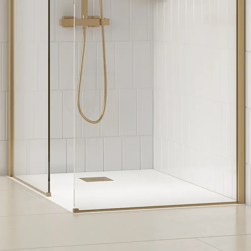 radiant gold 1500 walkin corner shower enclosure black tray