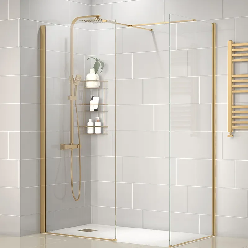 radiant gold 1500 walkin corner shower enclosure black tray