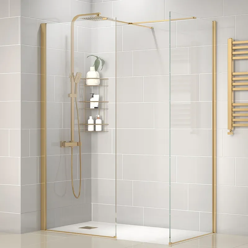 radiant gold 1400 walkin corner shower enclosure black tray