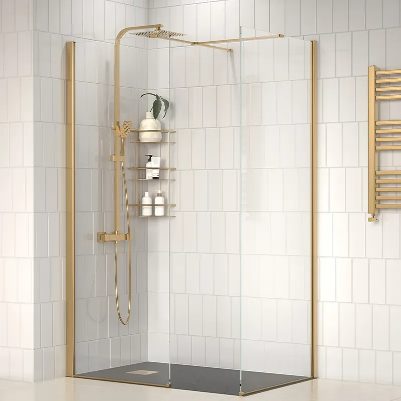 radiant gold 1200 walkin corner shower enclosure black tray