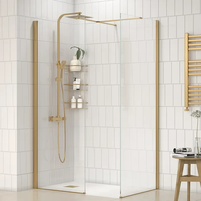 radiant gold 1200 walkin corner shower enclosure black tray