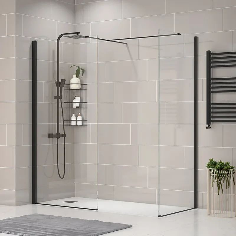 radiant black 1800 walkin corner shower enclosure black tray