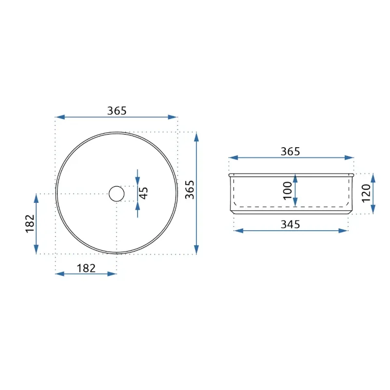 Charlene White Fluted Counter Top Sink Dimensions