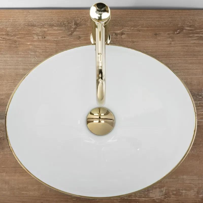 Sofia Brushed Gold Oval Counter Top Basin Top View