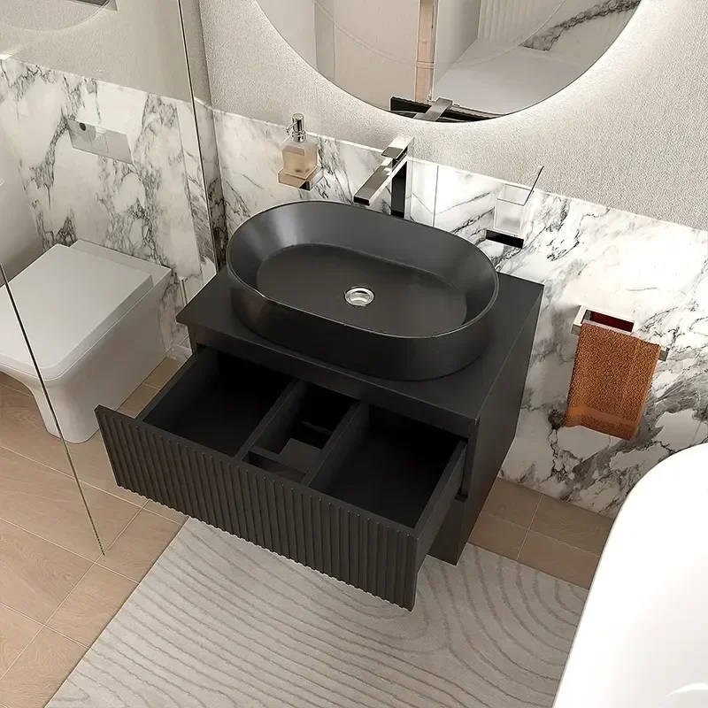 Product Image for Jasmine black 700mm Wall Hung Vanity Unit with Black Basin and Worktop