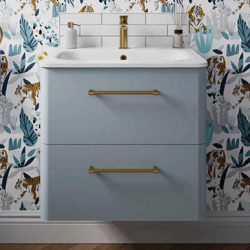 britton camberwell 600mm blue wall hung vanity unit