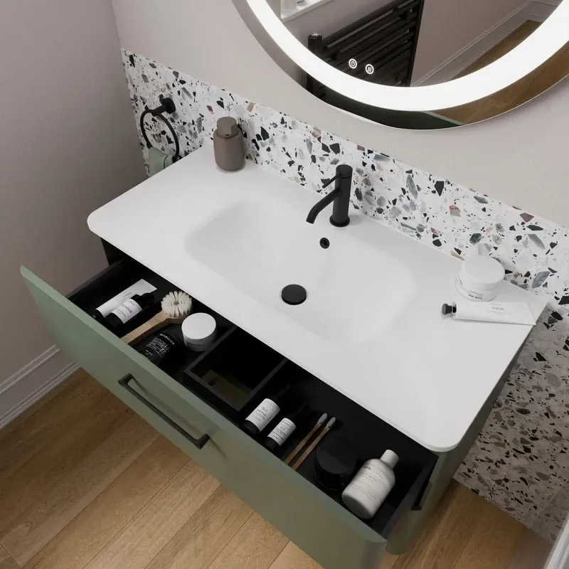 britton camberwell 1000mm green wall hung vanity unit