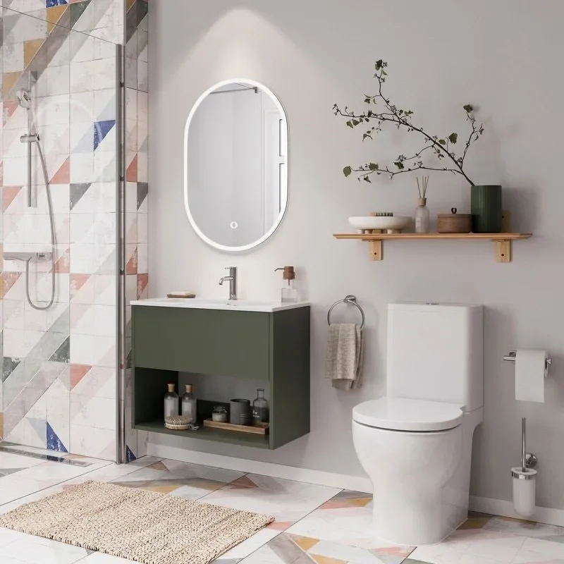 britton hackney 700mm wall hung green vanity unit