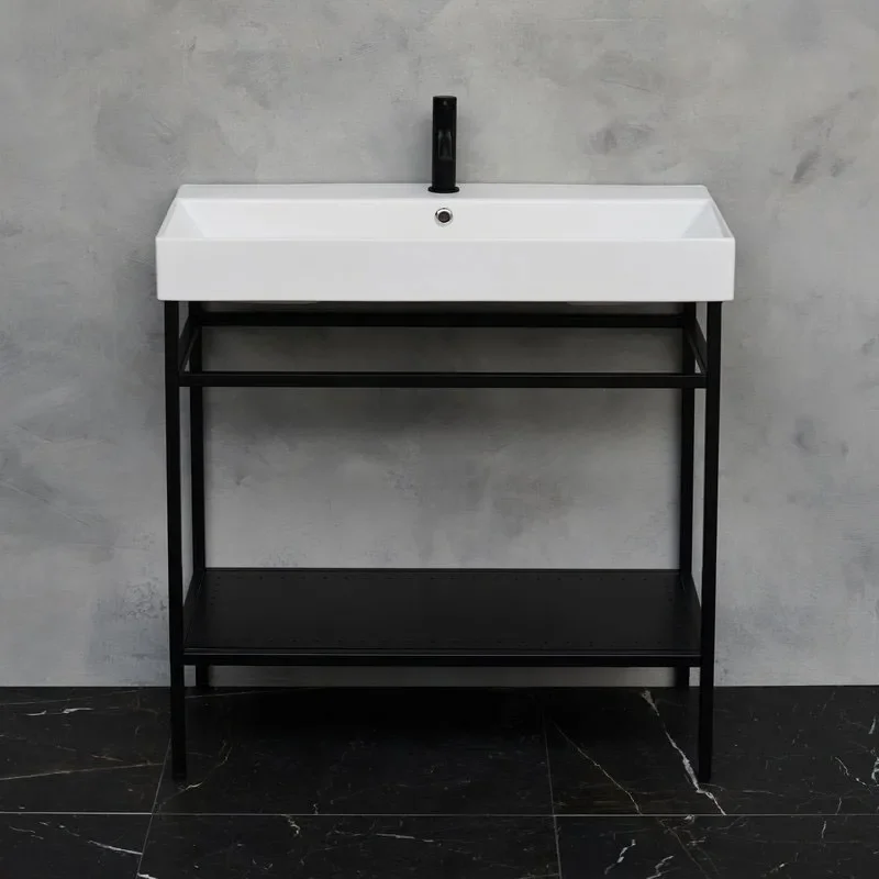 britton shoreditch 850mm washbasin with black frame