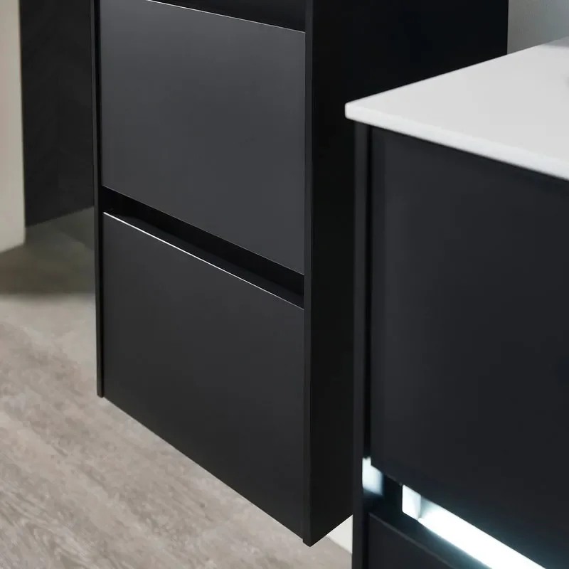 pelipal 6010 1300mm wall hung vanity unit with drawers and shelves | matt black