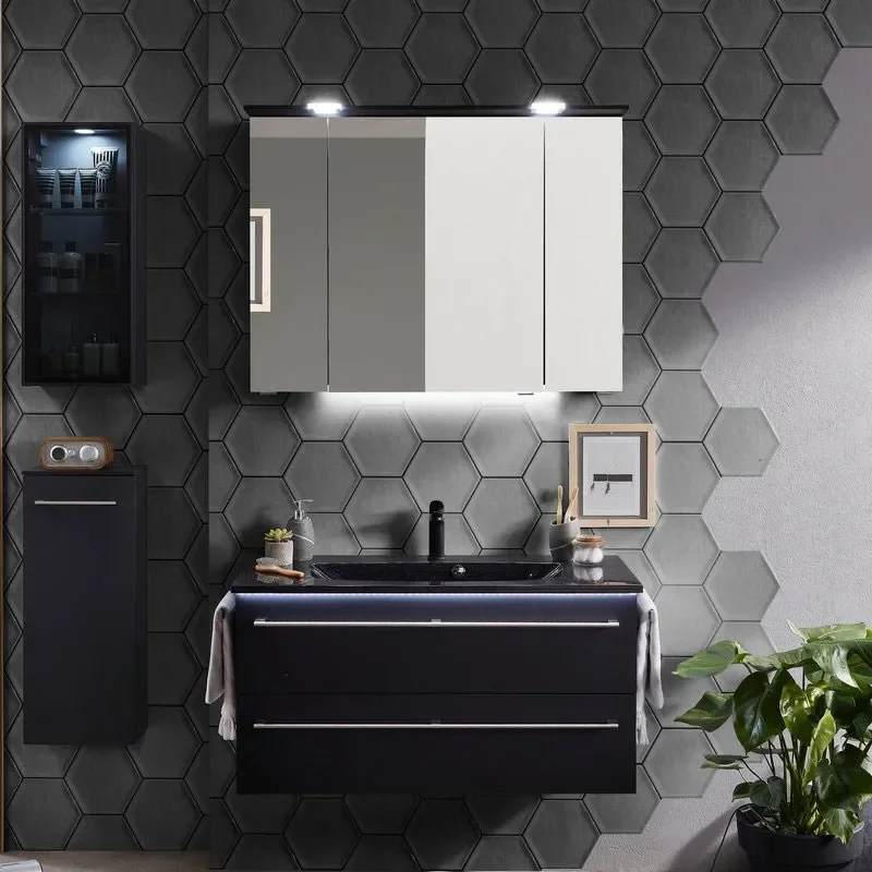 pelipal 6025 1000mm black wall hung vanity unit