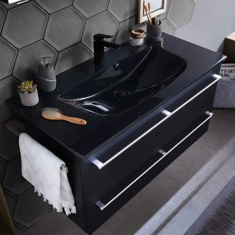 pelipal 6025 1000mm black wall hung vanity unit