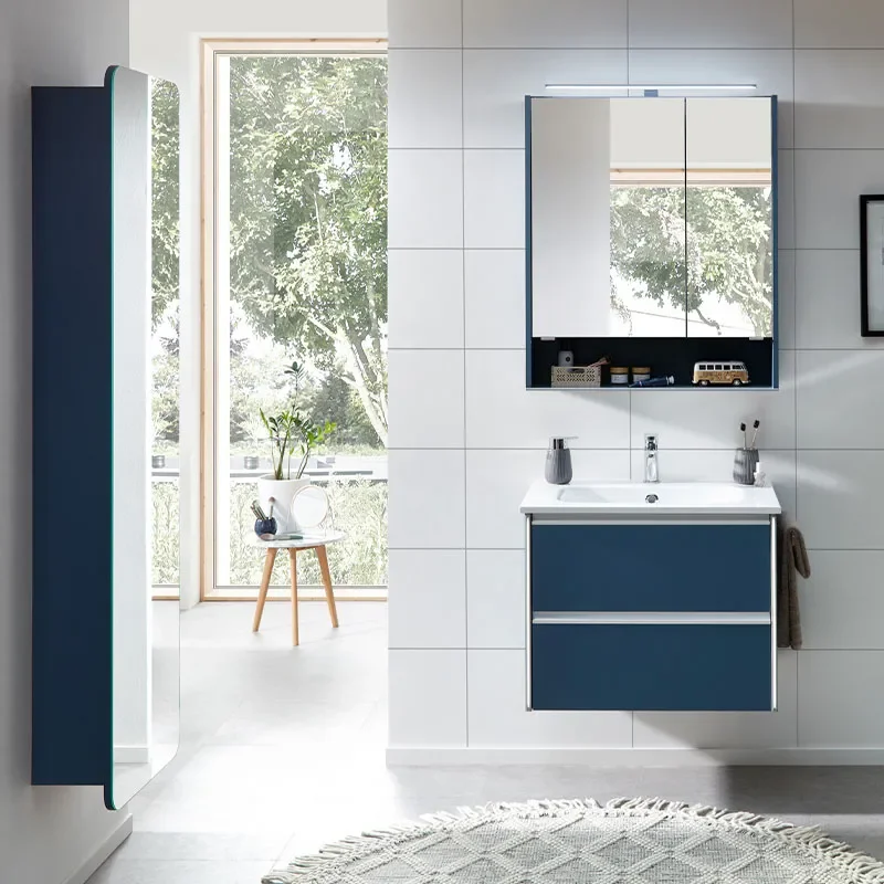 pelipal 6040 wall hung two drawer 700mm cloakroom vanity unit with optional mirror cabinet & tall shelving
