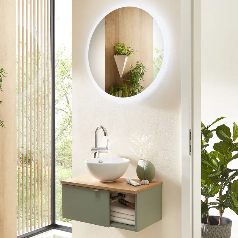 pelipal 6040 610mm vanity unit with worktop, countertop basin & left-hand door