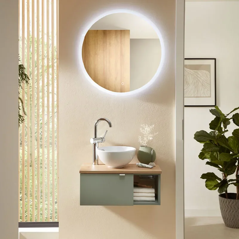 pelipal 6040 610mm vanity unit with worktop, countertop basin & left-hand door