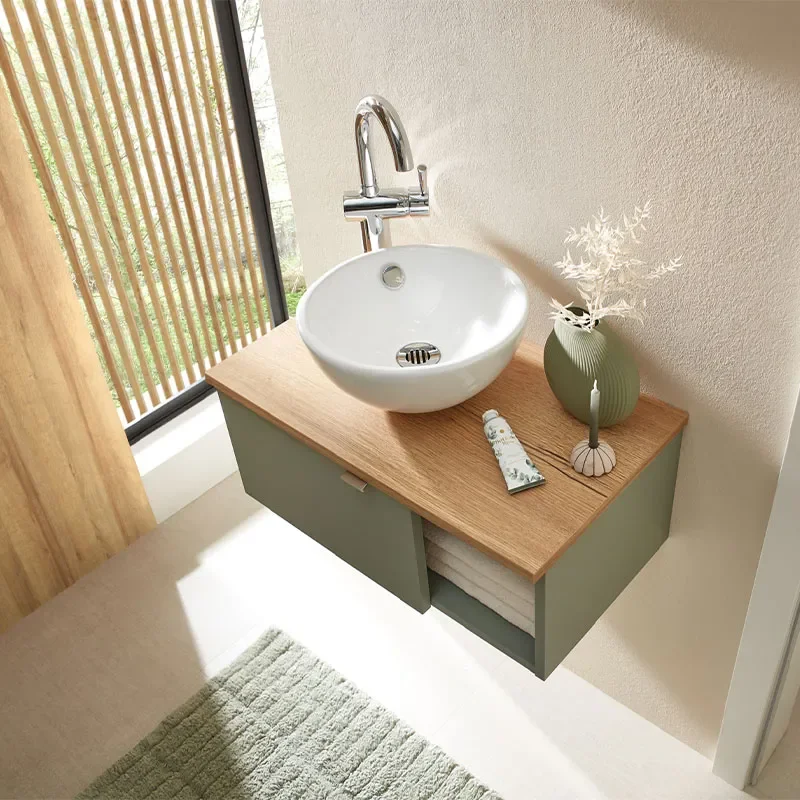 pelipal 6040 610mm vanity unit with worktop, countertop basin & left-hand door