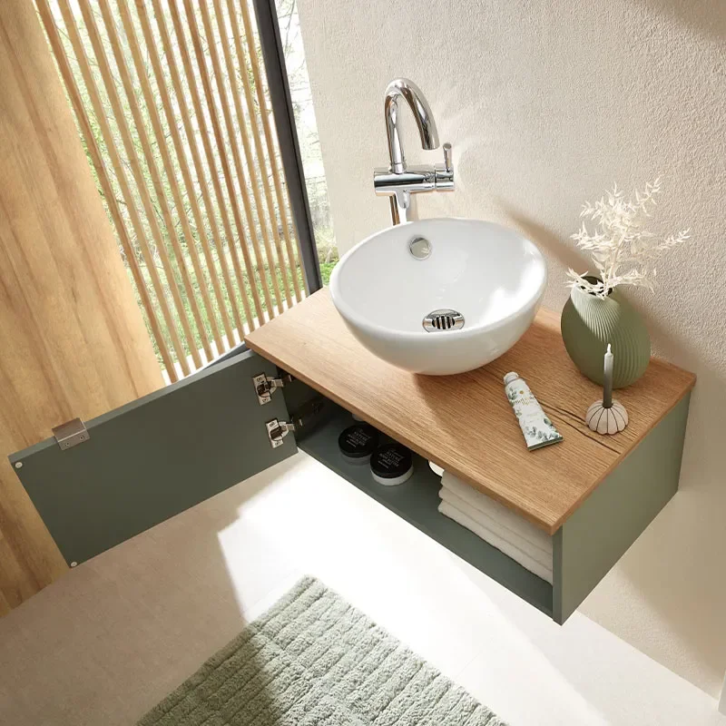 pelipal 6040 610mm vanity unit with worktop, countertop basin & left-hand door