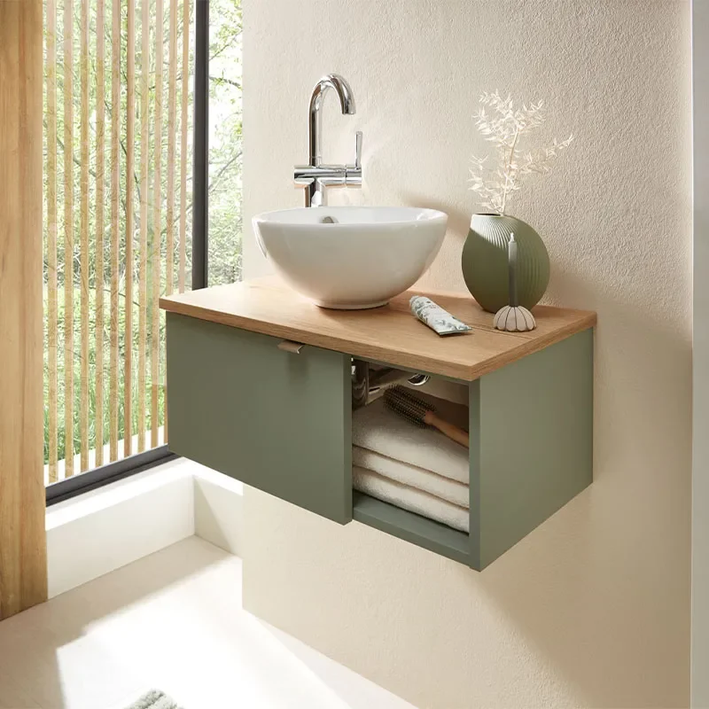 pelipal 6040 610mm vanity unit with worktop, countertop basin & left-hand door