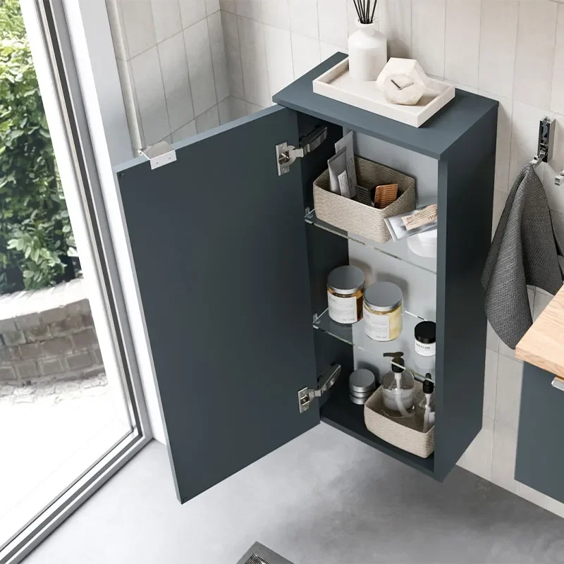 pelipal 6915 500mm cloakroom wall hung right hand vanity unit with worktop & round countertop basin (optional mirror, wall cabinet and shelves)