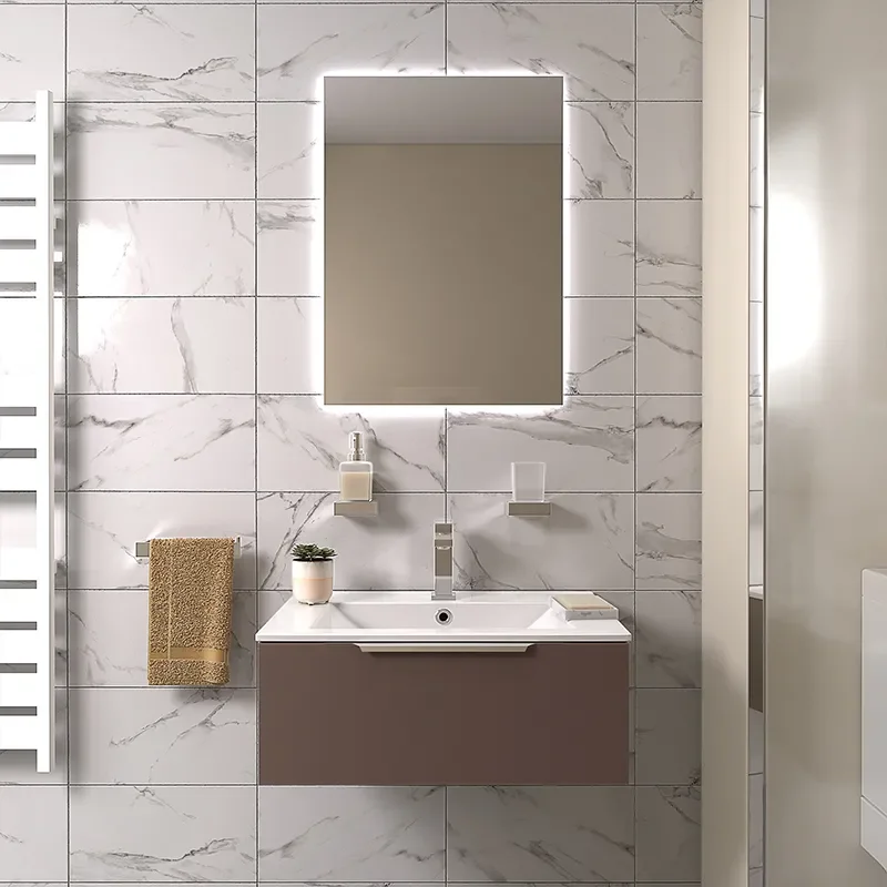 pemberton gold 600mm wall hung basin drawer unit