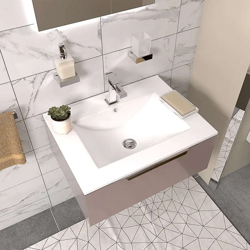 pemberton gold 600mm wall hung basin drawer unit
