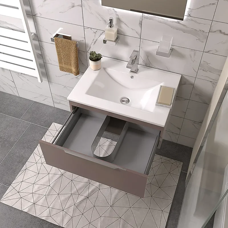 pemberton gold 600mm wall hung basin drawer unit