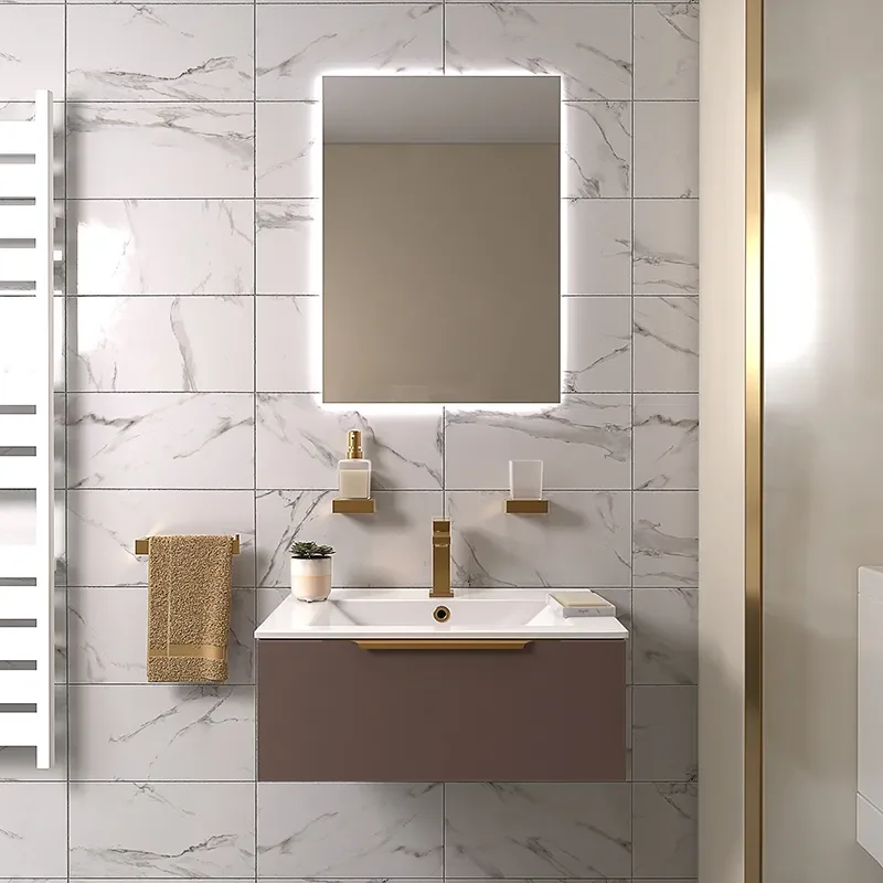 pemberton gold 600mm wall hung basin drawer unit