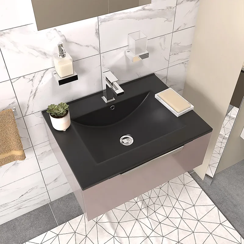 pemberton gold 600mm wall hung vanity unit black sink