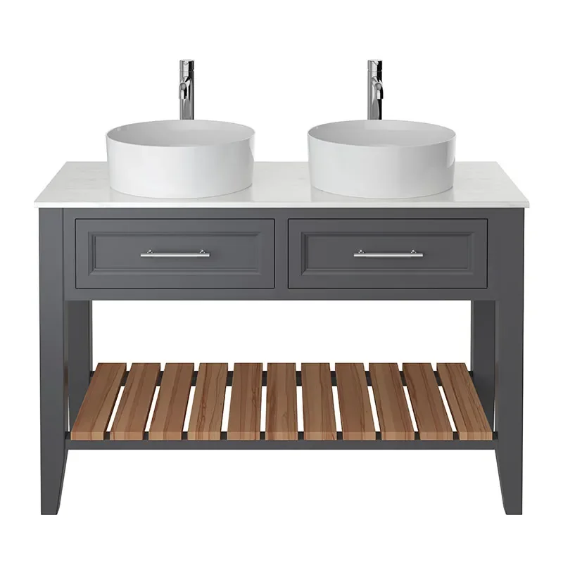 heritage broughton 1200mm graphite double washstand vanity unit with choice of white or black worktop