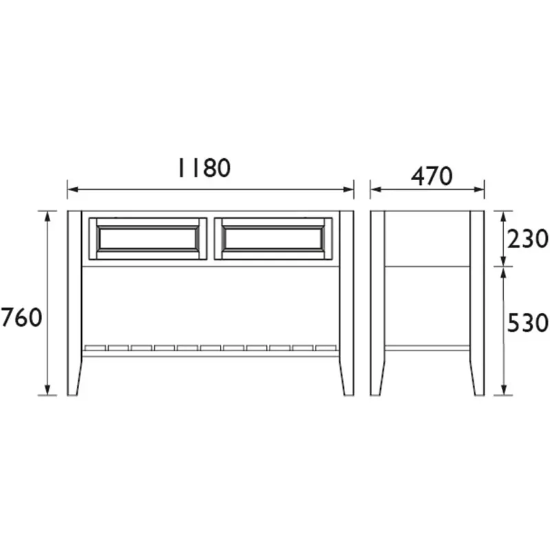heritage broughton 1200mm graphite double washstand vanity unit with choice of white or black worktop