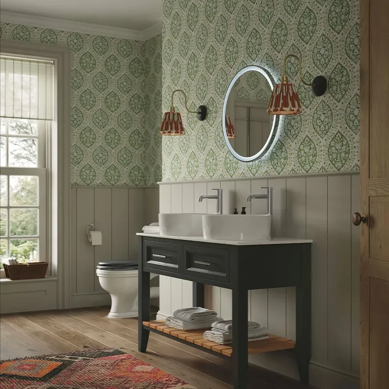 heritage broughton 1200mm graphite double washstand vanity unit with choice of white or black worktop
