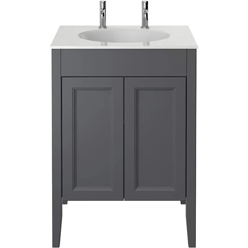 heritage caversham 600mm graphite freestanding dorchester vanity with under counter basin