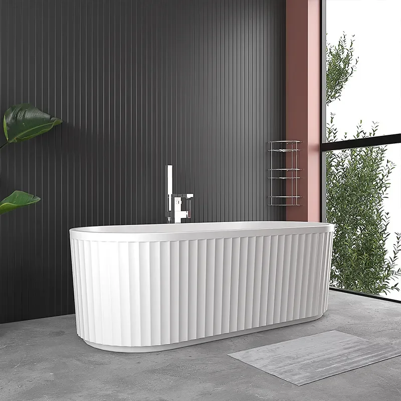 jasmine 1700 fluted white freestanding bath