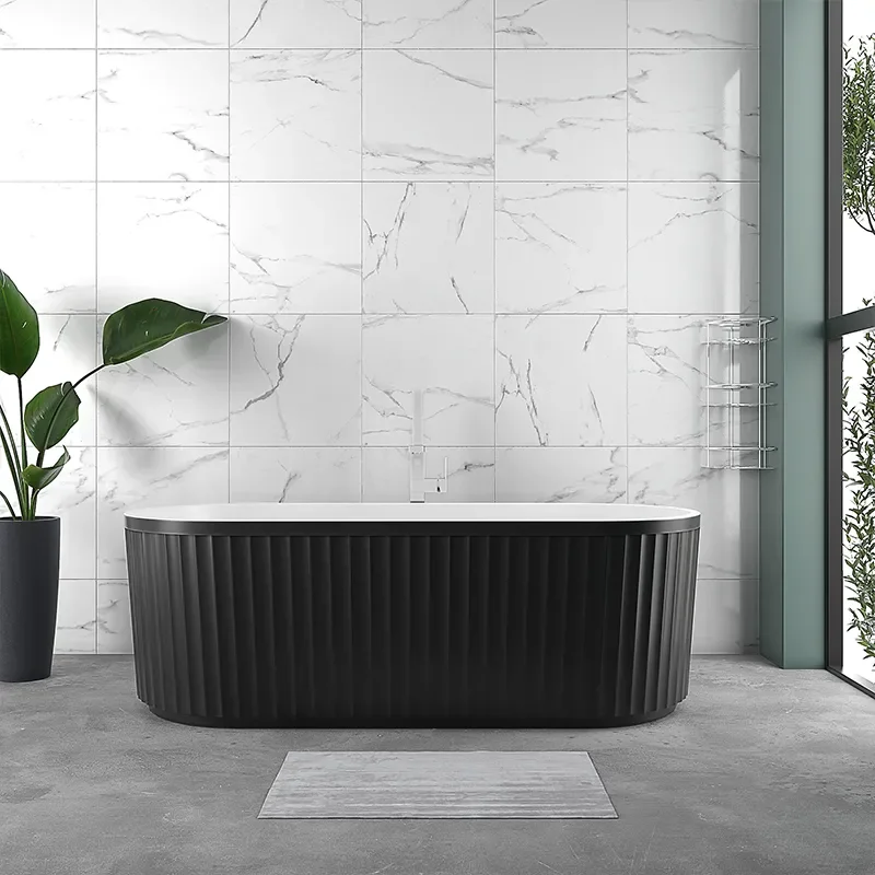 jasmine 1700 fluted black double ended bath