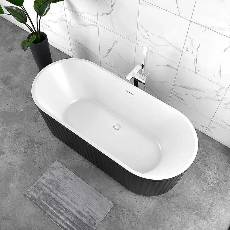 jasmine 1700 fluted black double ended bath