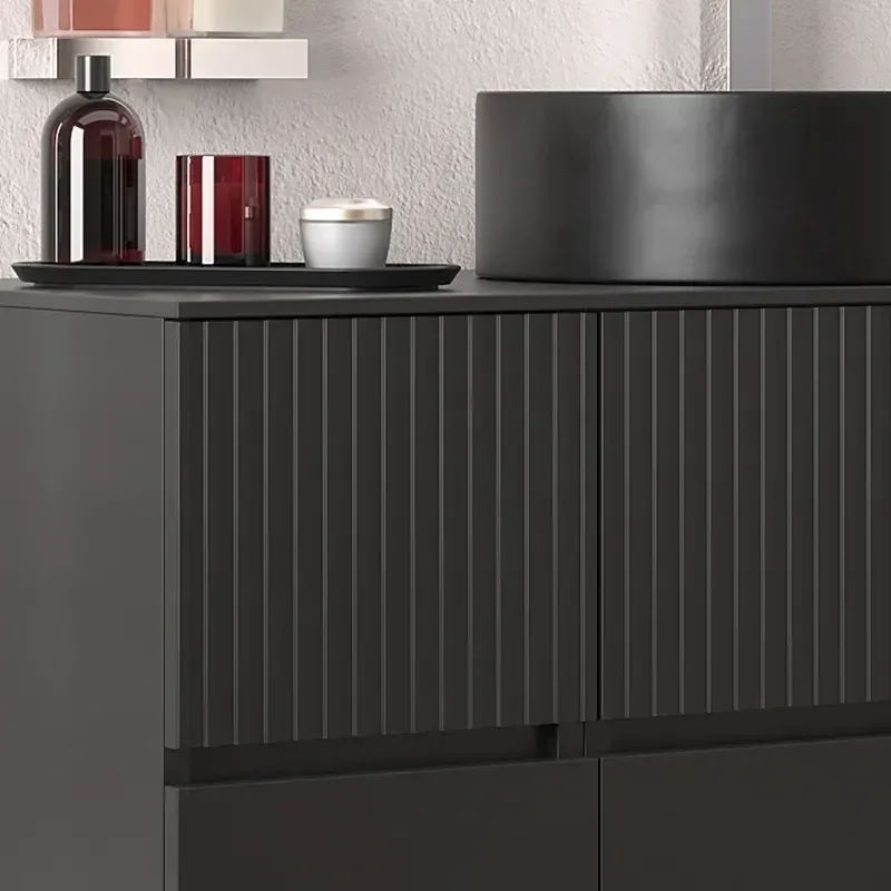 Product Image for 1000mm Black Wall Hung Vanity Unit with Black Sink & Side Unit 