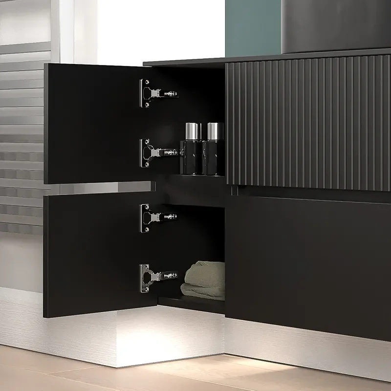 jasmine 1300 black wall vanity unit and white sink | Double Side Unit