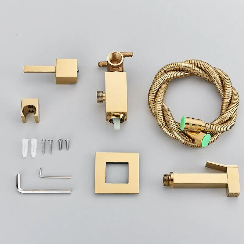 jivana square shattaf douche kit brushed brass
