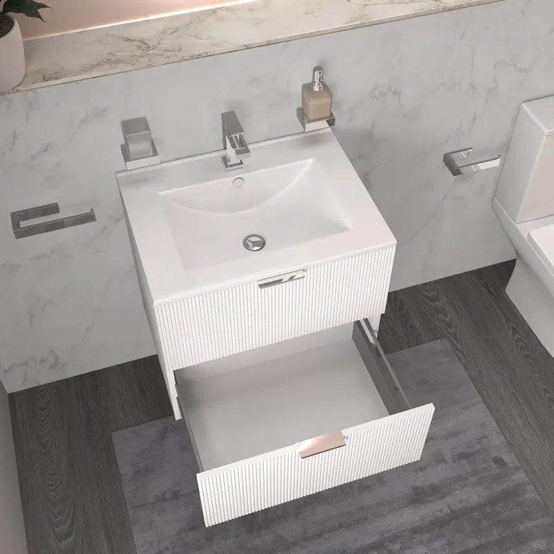 sonix white 600 wall vanity unit fluted