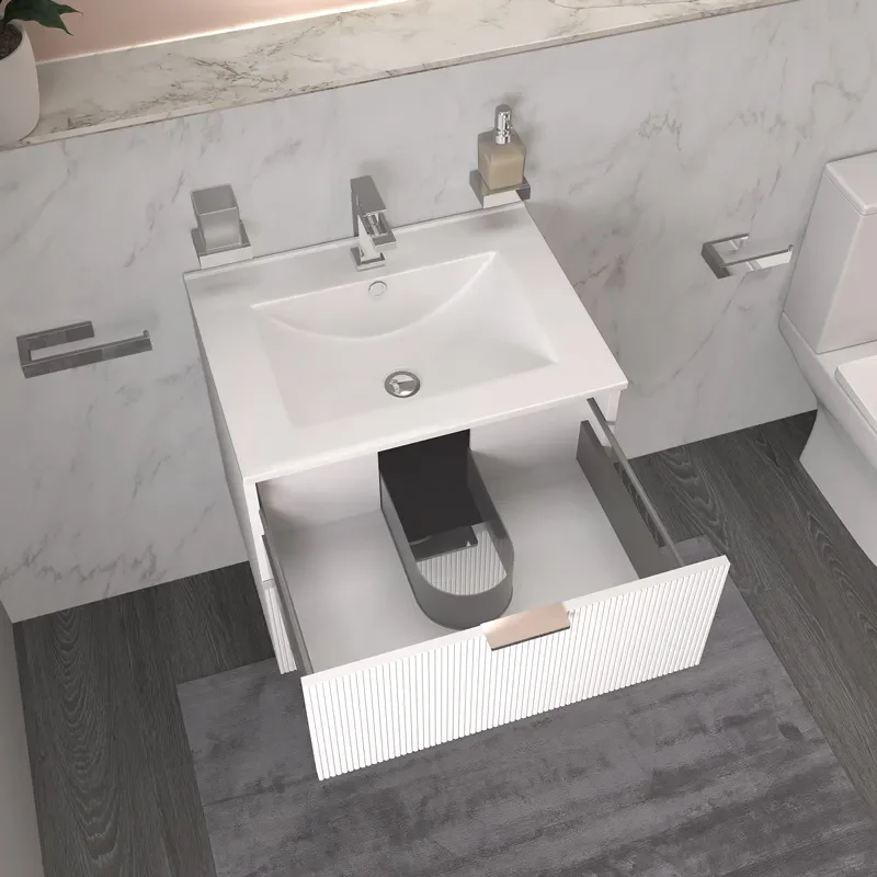 sonix white 600 wall vanity unit fluted